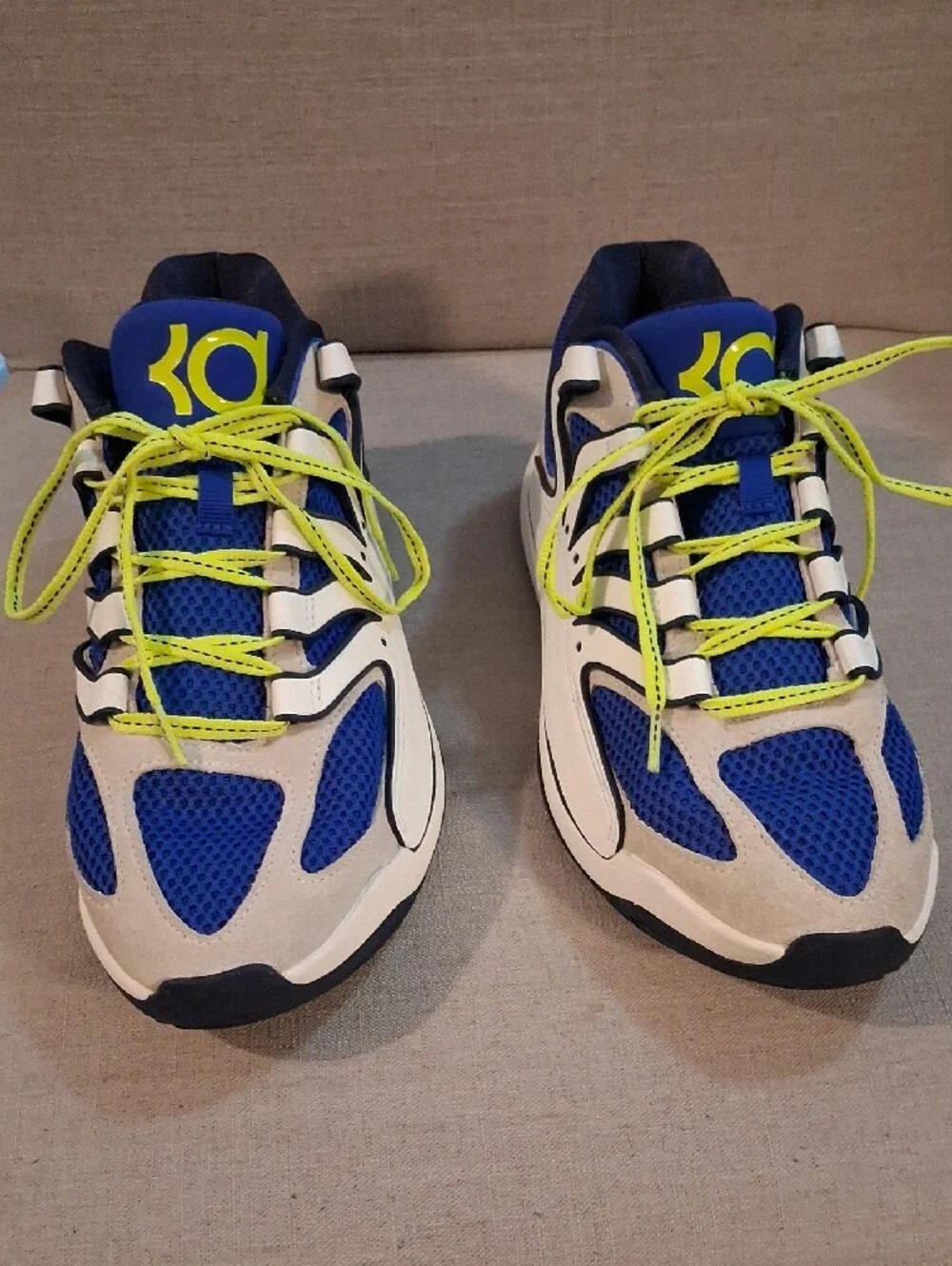 Nike Blue and Volt Low-Top Athletic Sneakers